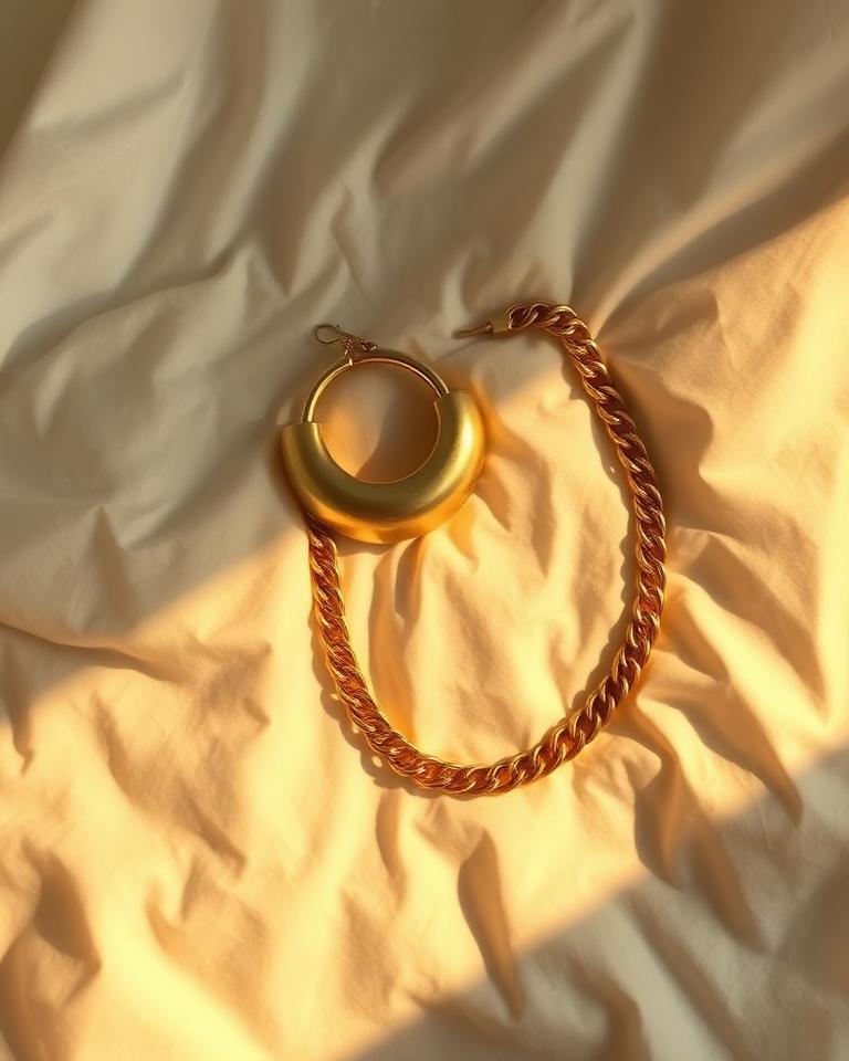 Original product photo — Gold dome hoops and curb chain